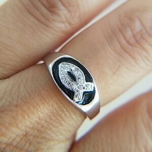 14k Gold plated Ring Black Silver Ring Band